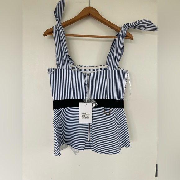 New with tags Self Portrait Shirting Tie Detail Top, size 8 - Picture 3 of 9